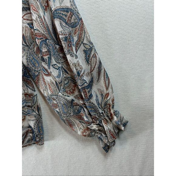 Blu Pepper Boho Peasant Blouse S Sheer Paisley Tiered Long Sleeve Cottagecore - Picture 6 of 14